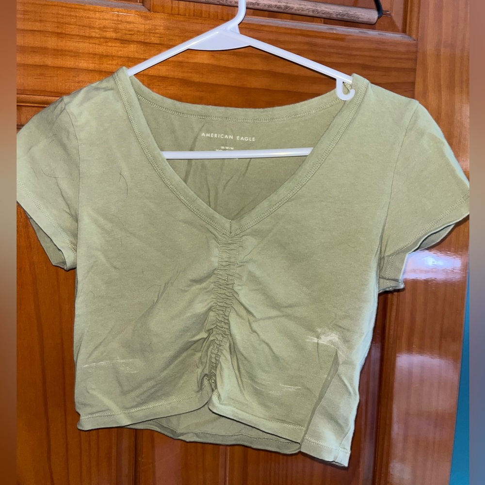 Green Crop Top with cinching